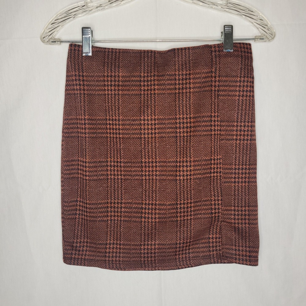 Heart & Hips Plaid Mini Skirt‎ Brown Black Women's Size Medium